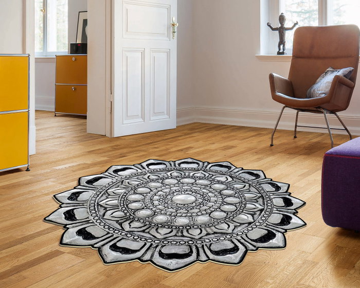 Conceptum Eugene V3 - 4662 - 1 Alfombra Plateada 80x80 cm Conceptum Eugene V3 - 4662 - 1 Alfombra Plateada 80x80 cm